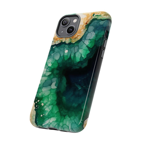Green Geode in Watercolor - Impact Resistant Phone Case